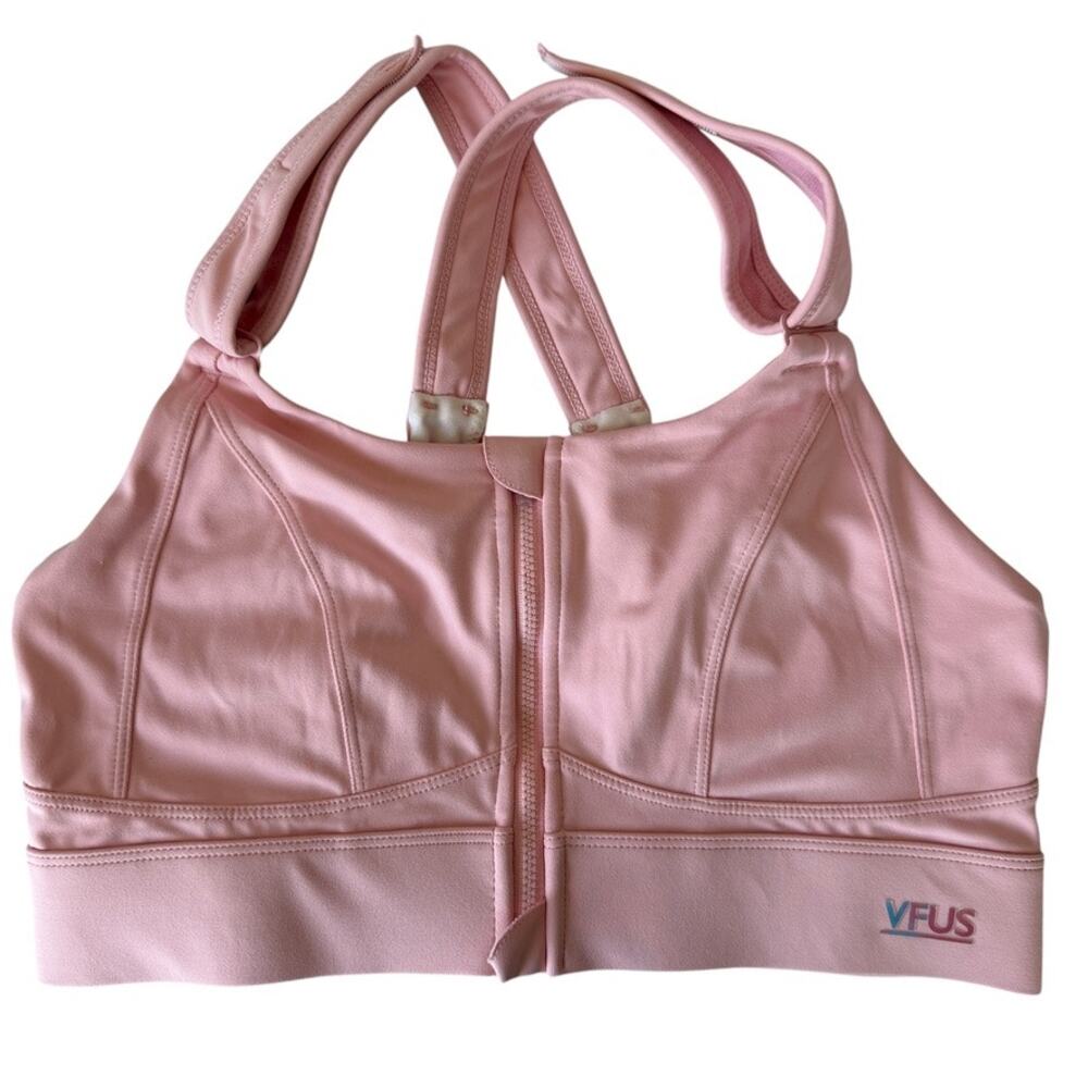 VFUS Zipper-Front High-Impact Adjustable Strap Light Pink Sports Bra Size Medium